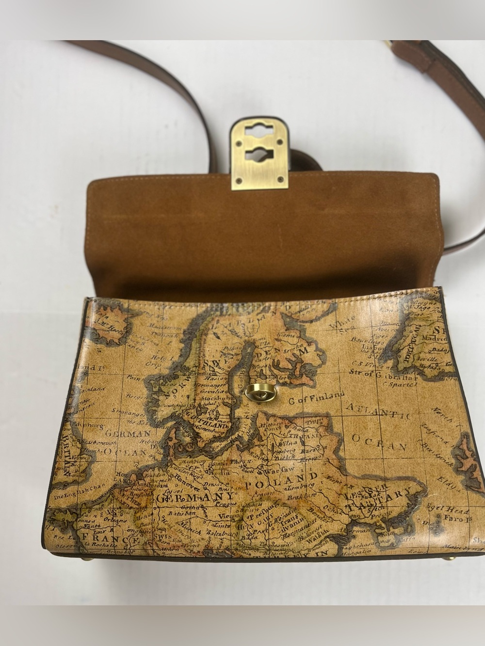 Patricia Nash Signature Map Collection Leather Satchel-Crossbody - Picture 8 of 15